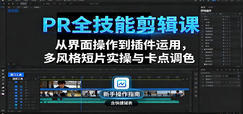 图片[1]-PR全技能剪辑课程 从界面操作到插件运用，多风格短片实操与卡点调色-天边资源网