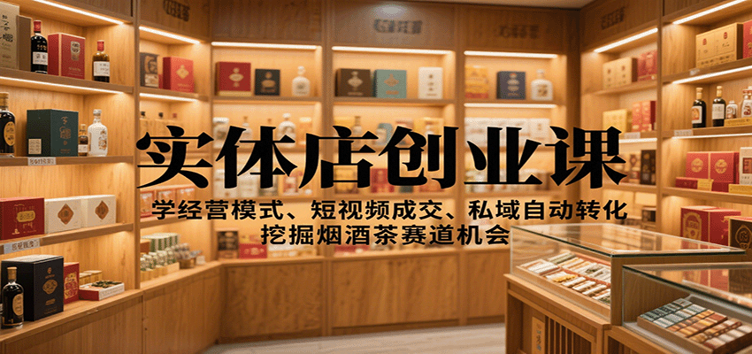 图片[1]-实体店创业课程 学经营模式、短视频成交、私域自动转化，挖掘烟酒茶赛道机会-天边资源网