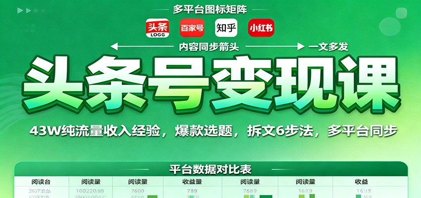 图片[1]-头条号变现课程 43W纯流量收入经验，爆款选题，拆文6步法，多平台同步-天边资源网