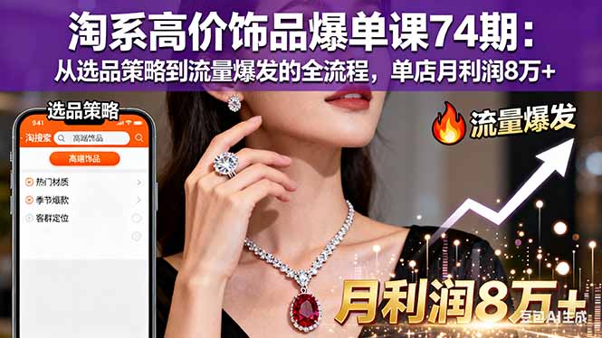 图片[1]-淘系高价饰品爆单课程 从选品策略到流量爆发的全流程，单店月利润8万+-天边资源网