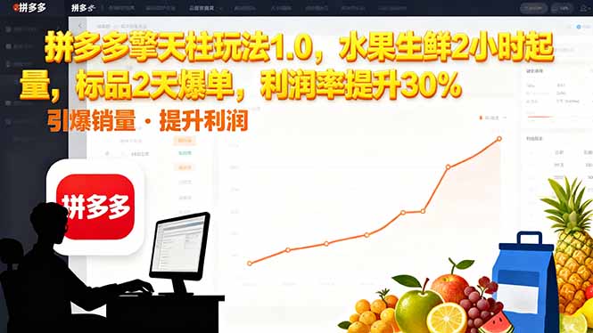 图片[1]-拼多多 擎天柱玩法1.0，水果生鲜2小时起量，标品2天爆单，利润率提升30%【揭秘】-天边资源网