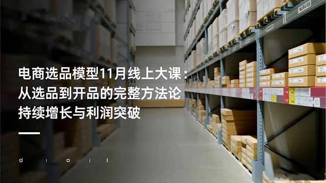 图片[1]-电商选品模型11月线上大课程 从选品到开品的完整方法论 持续增长与利润突破-天边资源网