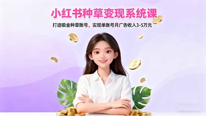 小红书种草变现系统课程 打造吸金种草账号，实现单账号月广告收入3-5万元-天边资源网