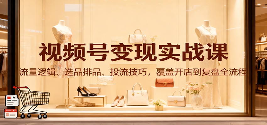 图片[1]-视频号变现实战课程 流量逻辑、选品排品、投流技巧，覆盖开店到复盘全流程-天边资源网