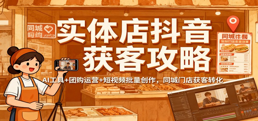 图片[1]-实体店抖音获客攻略：AI工具+团购运营+短视频批量创作，同城门店获客转化-天边资源网