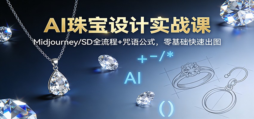 AI珠宝设计实战课程 Midjourney/SD全流程+咒语公式，零基础快速出图-天边资源网