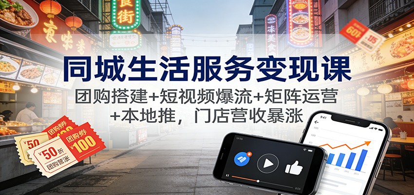 图片[1]-同城生活服务变现课程 团购搭建+短视频爆流+矩阵运营+本地推，门店营收暴涨-天边资源网