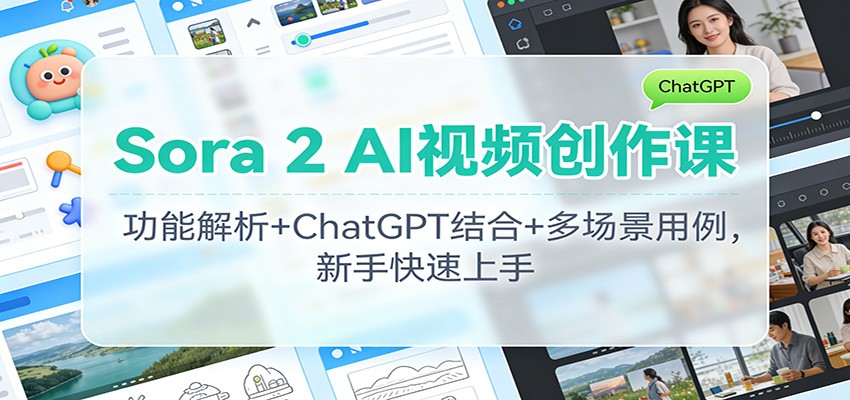 Sora 2 AI视频创作课程 功能解析+ChatGPT结合+多场景用例，新手快速上手-天边资源网