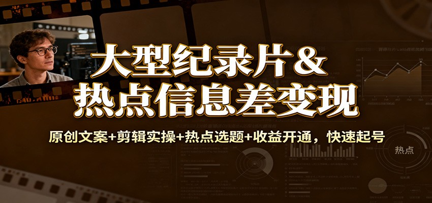 图片[1]-大型纪录片&热点信息差变现：原创文案+剪辑实操+热点选题+收益开通，快速起号-天边资源网