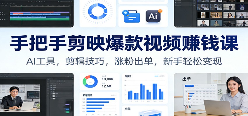 图片[1]-手把手剪映爆款视频赚钱课程 AI工具，剪辑技巧，涨粉出单，新手轻松变现-天边资源网
