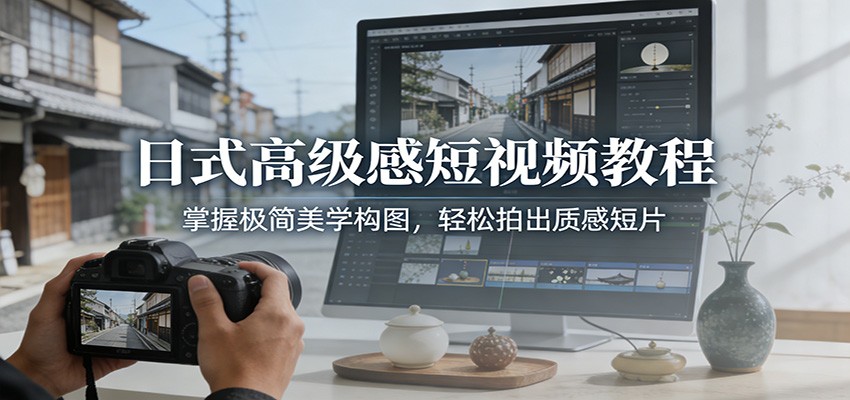 日式高级感短视频教程：掌握极简美学构图，轻松拍出质感短片-天边资源网