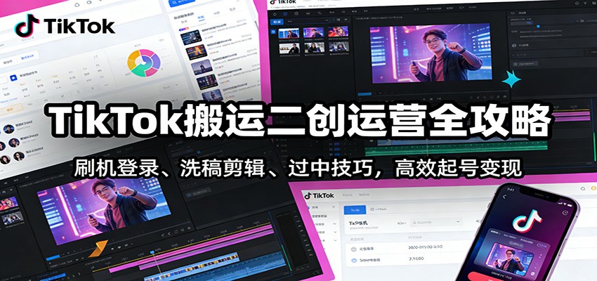 图片[1]-TikTok搬运二创运营全攻略：刷机登录、洗稿剪辑 、过中技巧，高效起号变现-天边资源网