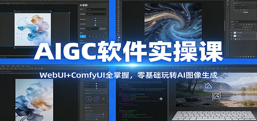 AIGC软件实操课程 WebUI+ComfyUI全掌握，零基础玩转AI图像生成-天边资源网