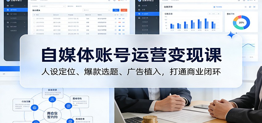 图片[1]-自媒体账号运营变现课程 人设定位、爆款选题、广告植入，打通商业闭环-天边资源网