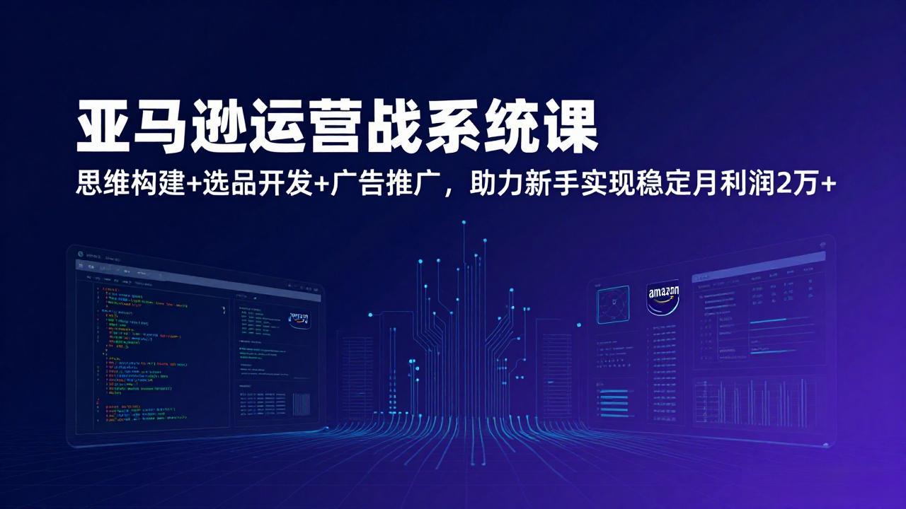 亚马逊运营实战系统课程 思维构建+选品开发+广告推广，助力新手实现稳定月利润2万+-天边资源网