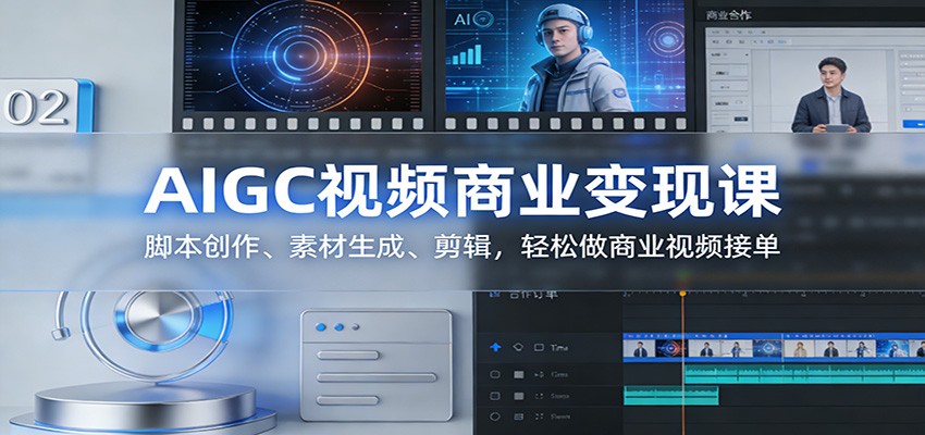 AIGC视频商业变现课程 脚本创作、素材生成、剪辑，轻松做商业视频接单-天边资源网