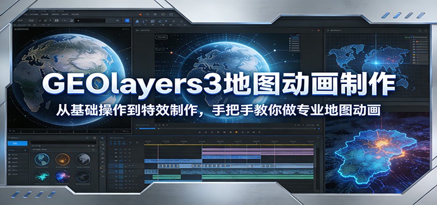 GEOlayers3地图动画制作：从基础操作到特效制作，手把手教你做专业地图动画-天边资源网