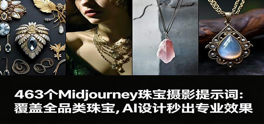 463个Midjourney珠宝摄影提示词：覆盖全品类珠宝，AI设计秒出专业效果-天边资源网