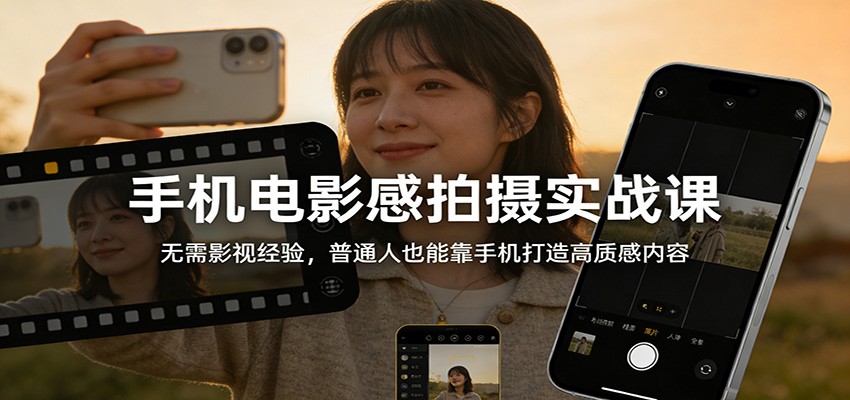手机电影感拍摄实战课程 无需影视经验，普通人也能靠手机打造高质感内容-天边资源网