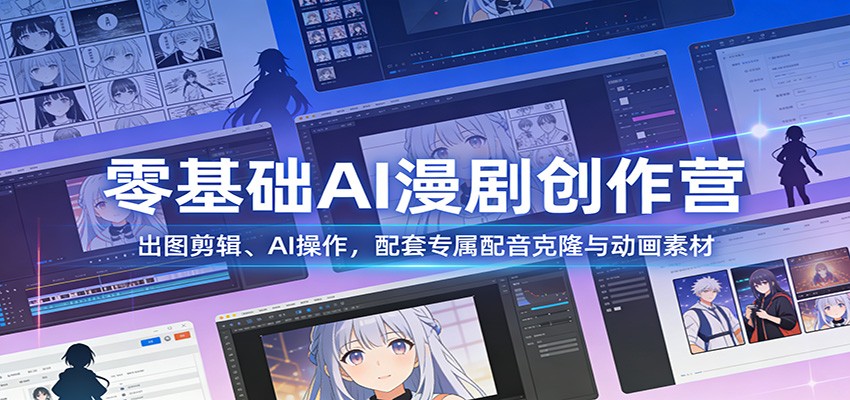 零基础AI漫剧创作营：出图剪辑、AI操作，配套专属配音克隆与动画素材-天边资源网