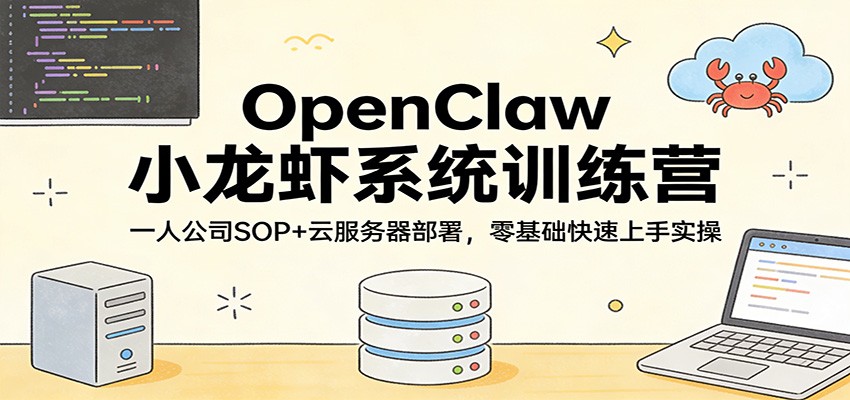 OpenClaw小龙虾系统课程 ：一人公司SOP，云服务器部署，零基础快速上手实操-天边资源网