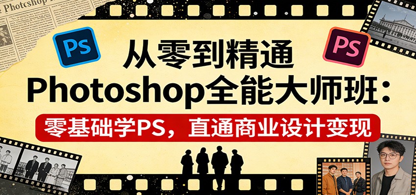 从零到精通Photoshop全能大师课程 零基础学PS，直通商业设计变现-天边资源网