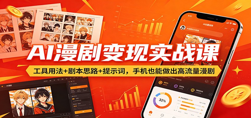 AI漫剧变现实战课程 工具用法+剧本思路+提示词，手机也能做出高流量漫剧-天边资源网