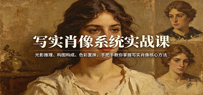 图片[1]-写实肖像系统实战课程 光影推理、构图构成、色彩置换，手把手教你掌握写实肖像核心方法-天边资源网