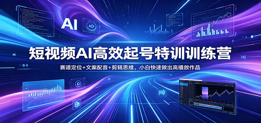 短视频AI高效起号特训课程 ：赛道定位+文案配音+剪辑思维，小白快速做出高播放作品-天边资源网
