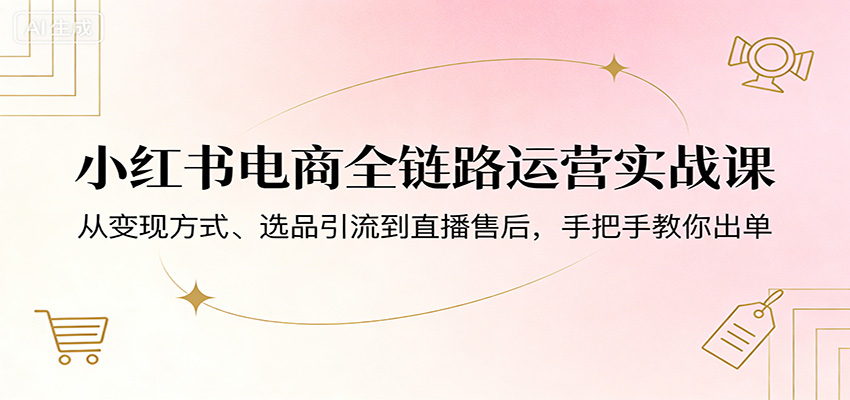 图片[1]-小红书电商全链路运营实战课程 从变现方式、选品引流到直播售后，手把手教你出单-天边资源网