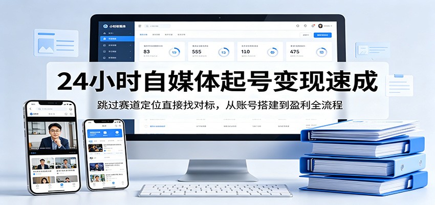 24小时自媒体起号变现速成，跳过赛道定位直接找对标，从账号搭建到盈利全流程-天边资源网