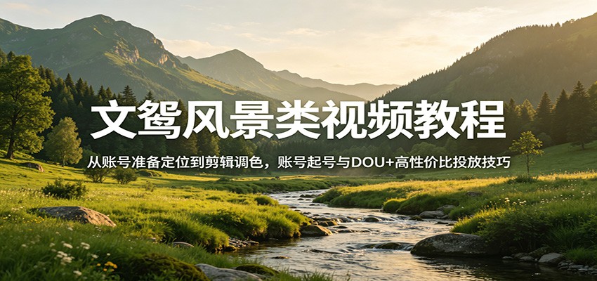 风景视频创作教程：从账号准备定位到剪辑调色，账号起号与DOU+高性价比投放技巧-天边资源网