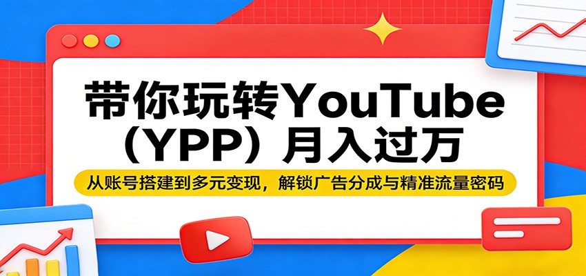 带你玩转YouTube（YPP）月入过万：从账号搭建到多元变现，解锁广告分成与精准流量密码-天边资源网