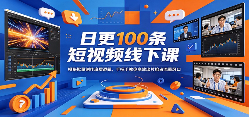 日更100条短视频线下课程 揭秘批量创作底层逻辑，手把手教你高效出片抢占流量风口-天边资源网
