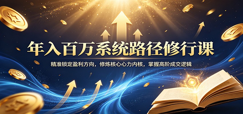 年入百万系统路径修行课程 精准锁定盈利方向，修炼核心心力内核，掌握高阶成交逻辑-天边资源网
