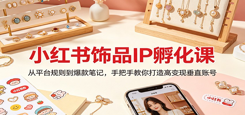 小红书饰品IP孵化课程 从平台规则到爆款笔记，手把手教你打造高变现垂直账号-天边资源网
