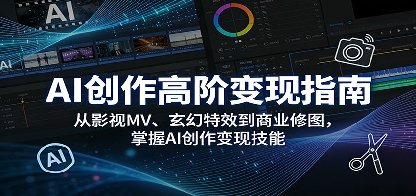 AI创作高阶变现指南：从影视MV、玄幻特效到商业修图，掌握AI创作变现技能-天边资源网