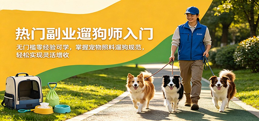 热门副业遛狗师入门，无门槛零经验可学，掌握宠物照料遛狗规范，轻松实现灵活增收-天边资源网
