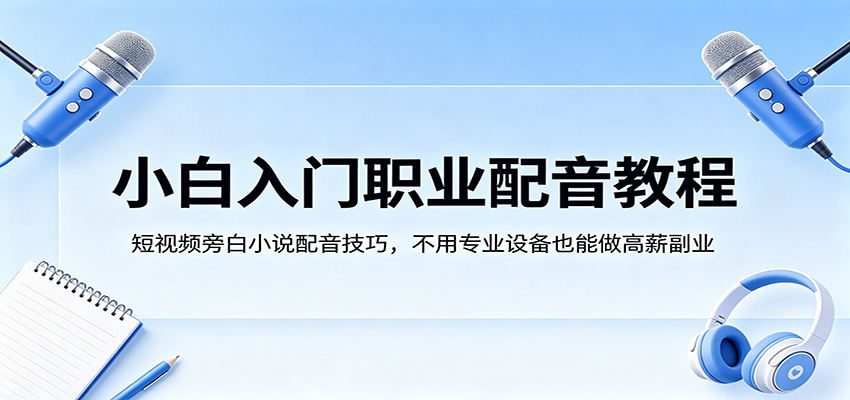 小白入门职业配音教程，短视频旁白小说配音技巧，不用专业设备也能做高薪副业-天边资源网