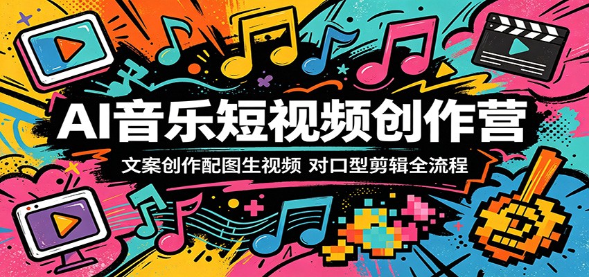 AI音乐短视频创作营：文案创作配图生视频，对口型剪辑全流程-天边资源网