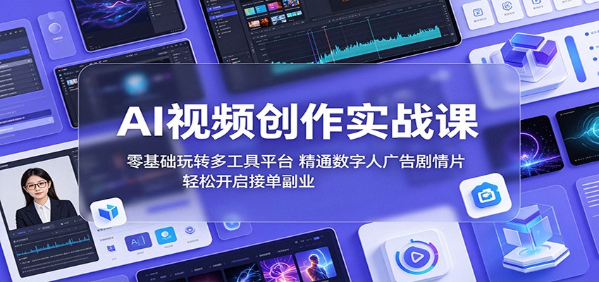 图片[1]-AI视频创作实战课：零基础玩转多工具平台，精通数字人广告、剧情片，轻松开启接单副业-天边资源网