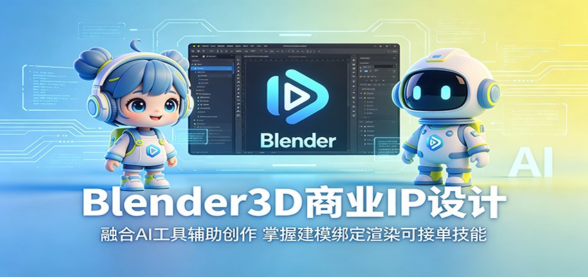 图片[1]-Blender3D商业IP设计：融合AI工具辅助创作，掌握建模绑定渲染可接单技能-天边资源网