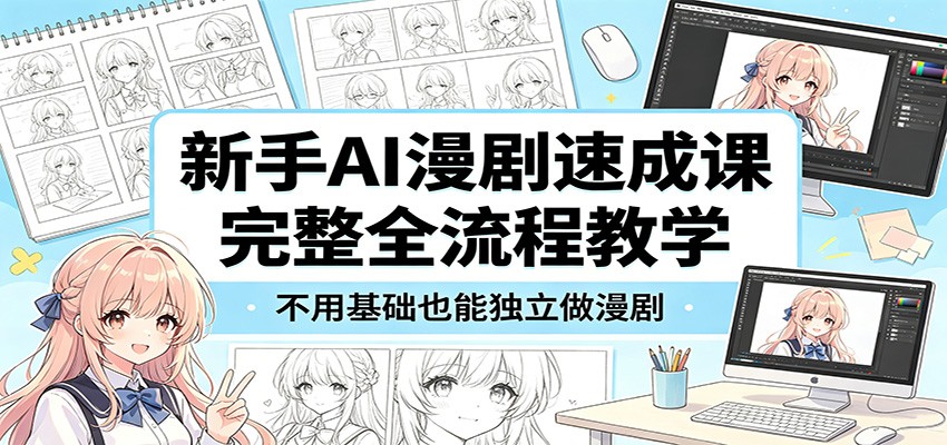 新手AI漫剧速成课程 完整全流程教学，不用基础也能独立做漫剧-天边资源网