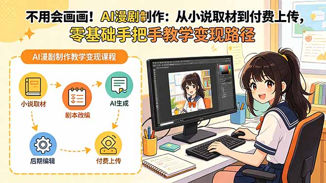 不用会画画！AI漫剧制作：从小说取材到付费上传，零基础手把手教学变现路径-天边资源网