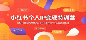 小红书个人IP变现特训营：解析平台规则与爆款逻辑，手把手教内容创作引流带货做私域-天边资源网