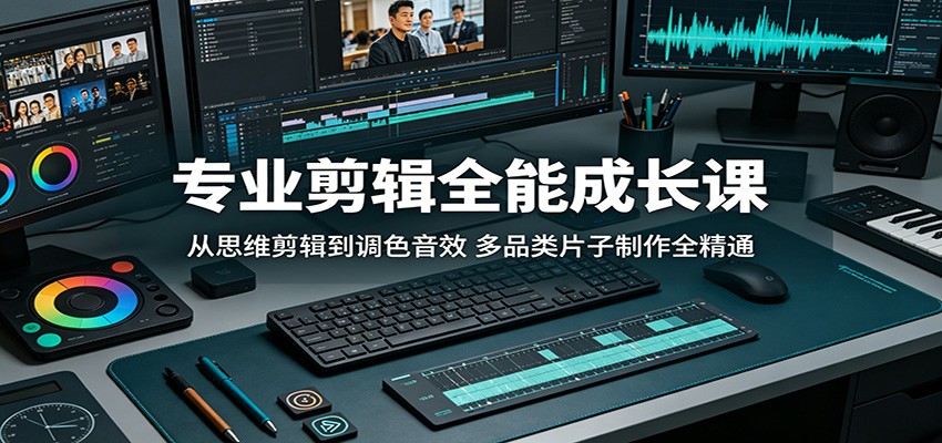 专业剪辑全能成长课程 从思维剪辑到调色音效，多品类片子制作全精通-天边资源网