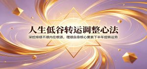 人生低谷转运调整心法：深挖持续不顺内在根源，理顺自身核心要素下半年扭转运势-天边资源网