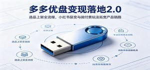 多多优盘变现落地2.0：选品上架全流程，小红书裂变与微付费玩法拓宽产品销路-天边资源网