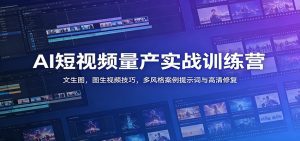 AI短视频量产实战训练营：文生图，图生视频技巧，多风格案例提示词与高清修复-天边资源网