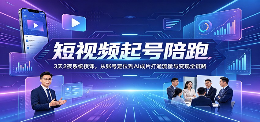 图片[1]-短视频起号陪跑：3天2夜系统授课，从账号定位到AI成片打通流量与变现全链路-天边资源网